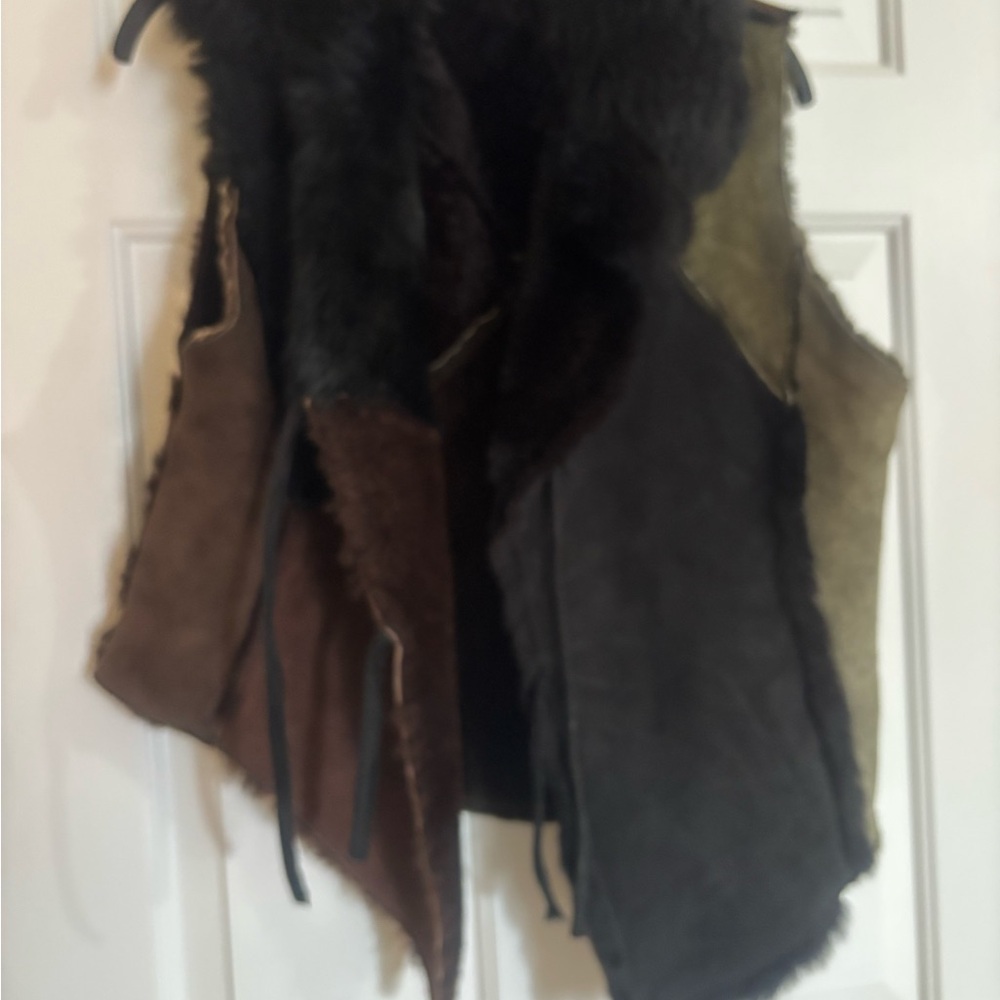Just Cavalli Black and Brown Shearling Vest